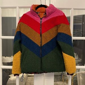 FARM Rio Reversible Printed Macaw Mixed Media Puffer